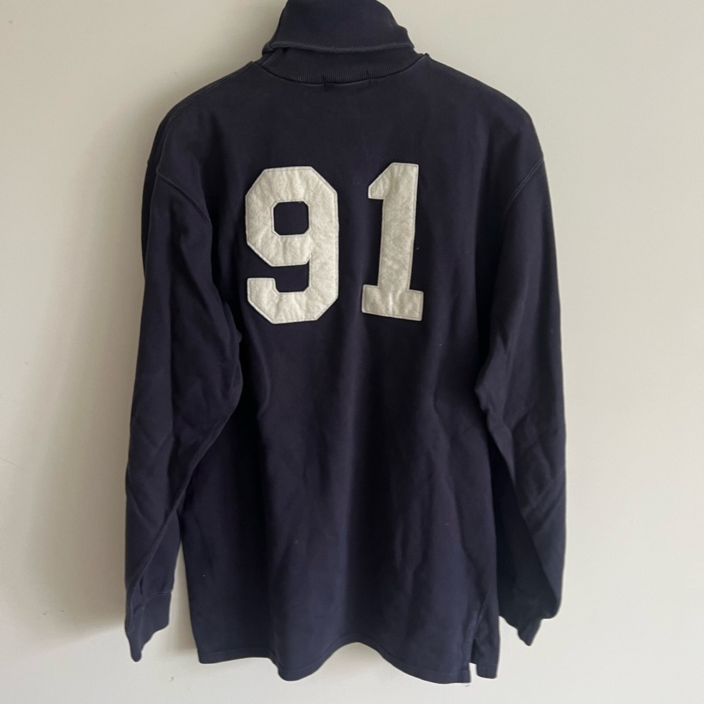 Vintage Ralph Lauren Turtleneck Sweatshirt w/ OVERSIZED Patches 91 sewn on BACK